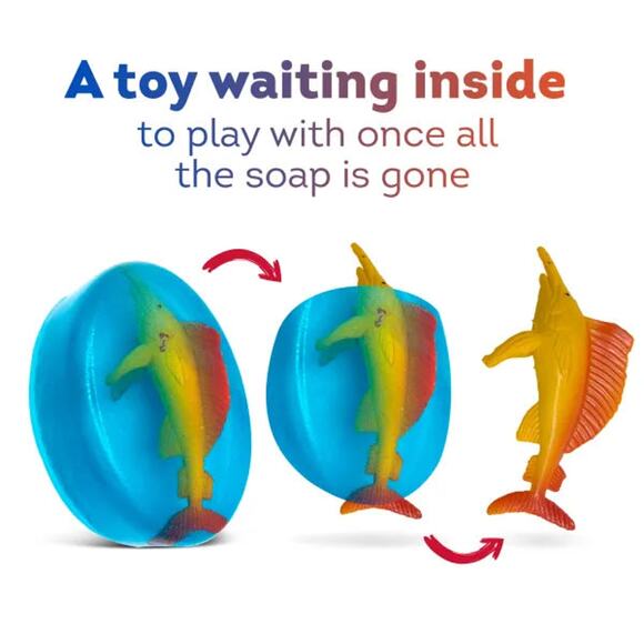 Baby Shark Soap Bar For Kids With SEA ANIMAL Toy Inside - Picture 4 of 7